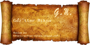 Götter Miksa névjegykártya